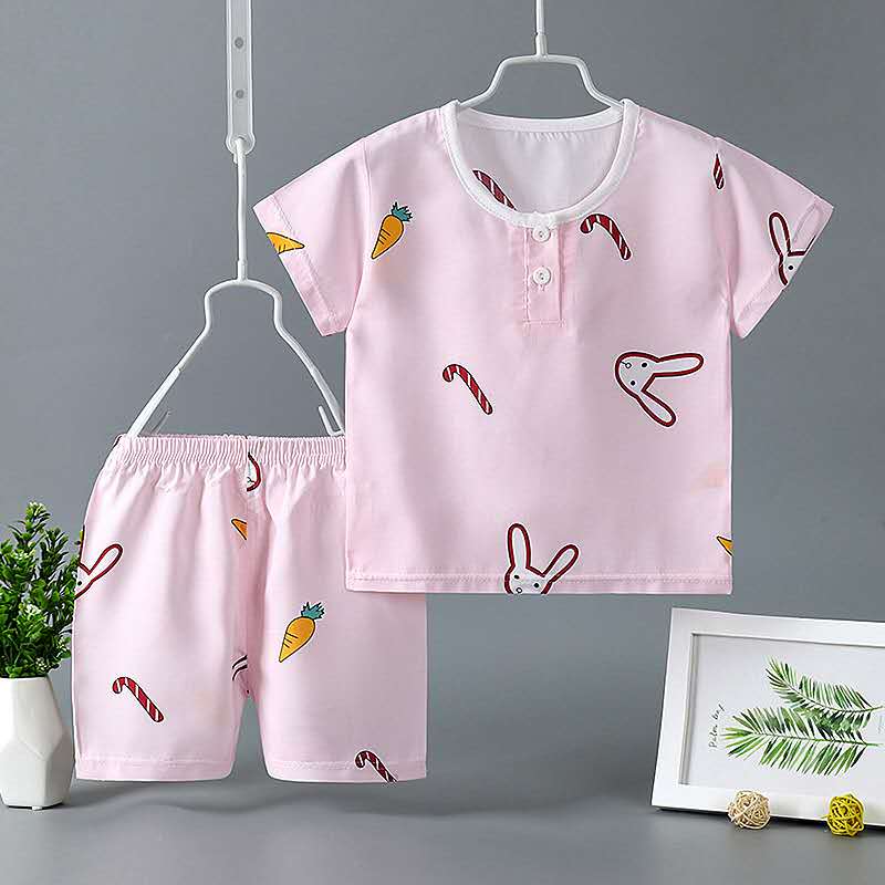 quần áo trẻ em trai và trẻ em gái mùa hè trẻ em mỏng lụa vest bé bông lụa pajama trẻ em mùa hè không tay bộ.