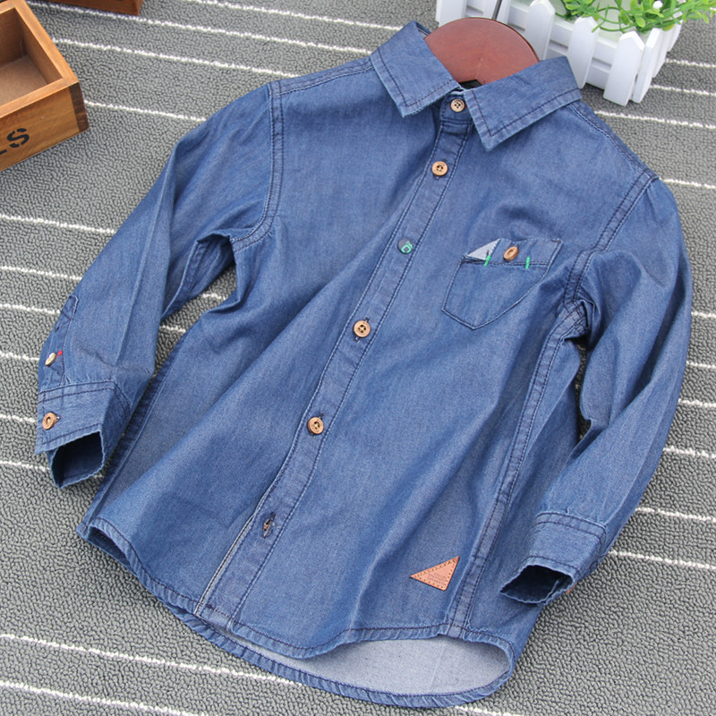 cậu bé Trung mỏng denim áo sơ mi mùa hè cậu bé áo jacket mùa xuân và áo sơ mi dưới mùa thu.