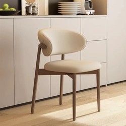 French-Style Cream-Colored Light Luxury Solid Wood Dining Chair for Home Use, Modern Minimalist Internet-Famous Designer Italian Dining Table Backrest Chair