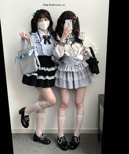 Киттибксллет Оригинальная [Розовая стена] Кружевая отворотная рубашка