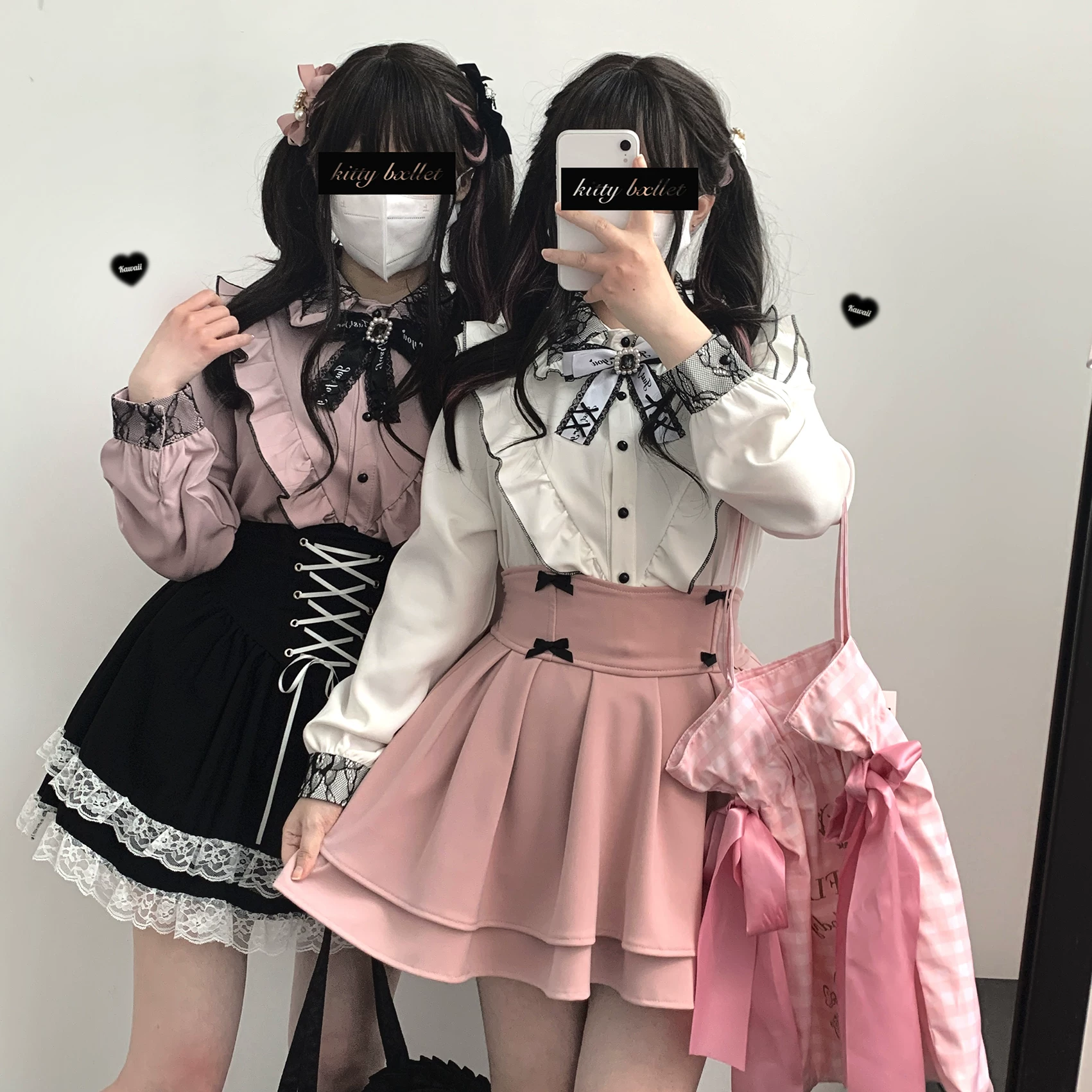 Платье KittyBxllet оригинал [Love Ban] бант двойной слой лей брюки юбка