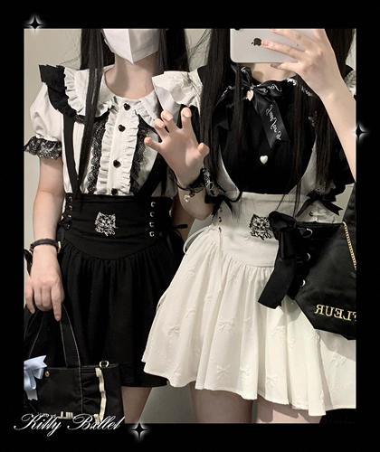 KittyBxllet Original [Rose Mark] Кружевная рубашка с кукольным воротником и бантом
