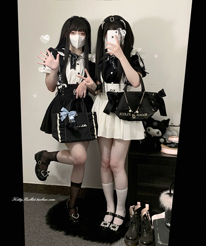 KittyBxllet Original [Rose Mark] Кружевная рубашка с кукольным воротником и бантом