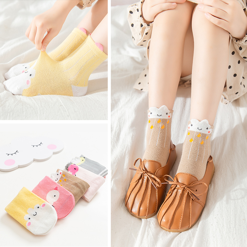 L Childrens pha lê Socks Summer Thin Cô gái pha lê Ice Socks bé chúa Socks Glass Silk tinh khiết ngắn Socks.