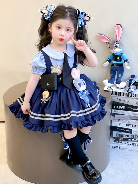 Girl Summer Clothes Dress Judy Rabbit Officer Clothes Kids Summer Lolita Baby Thin Princess Skirt — 2