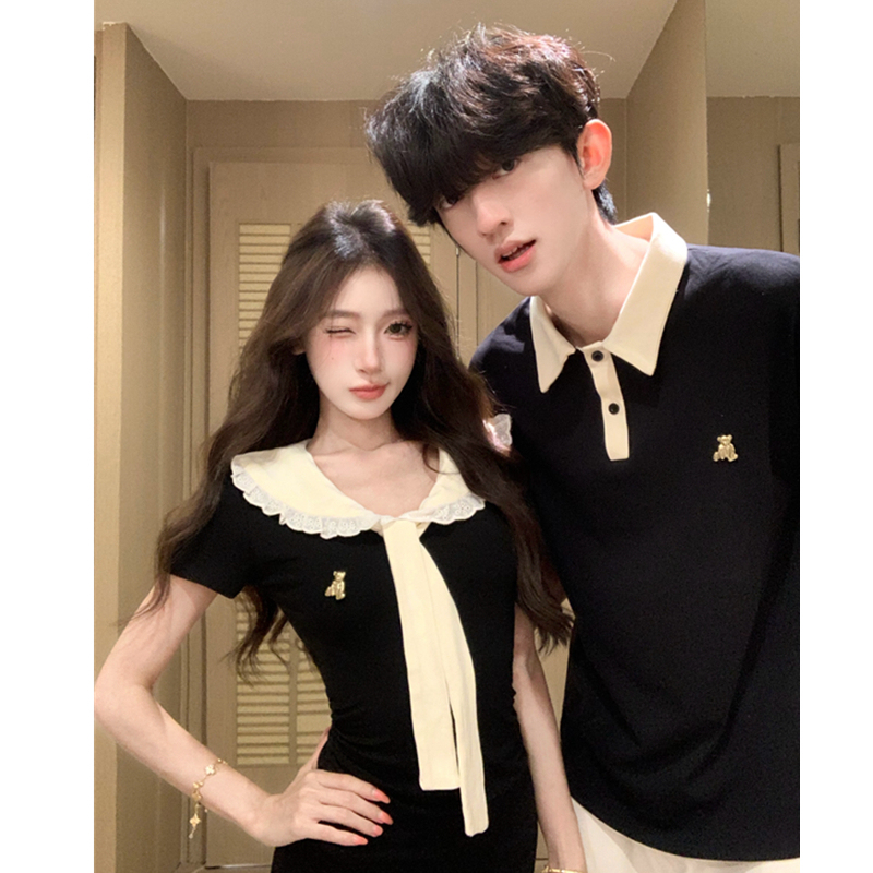 Couple's Clothing Summer 2026 New High-End Niche Design Korean Style Short-Sleeved T-Shirt Dress for Women, One Dress One Top Couple's Clothing Summer 2026 New High-End Niche Design Korean Style Short-Sleeved T-Shirt Dress for Women, One Dress One Top