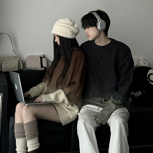 Осенняя демисезонная парная одежда для влюбленных, брендовый небольшой трикотажный свитер, в корейском стиле