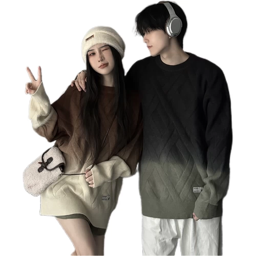 Осенняя демисезонная парная одежда для влюбленных, брендовый небольшой трикотажный свитер, в корейском стиле