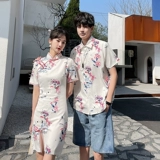 Парная одежда для влюбленных, небольшая дизайнерская летняя одежда, ципао, платье, юбка, китайский стиль, тренд сезона, светлый стиль