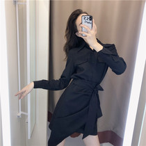 Shirt short skirt suit womens 2021 autumn new Korean version high waist short skirt shirt two-piece temperament fashion suit