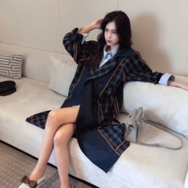 Thin windbreaker 2021 new medium-long British wind coat Korean version of the popular loose plaid spring and autumn coat for women