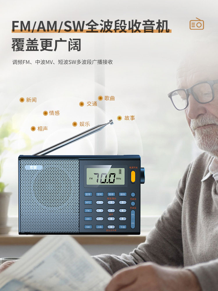[True Full Band] Sony Ericsson English Cet-4 and Cet-6 Satellite New Model Portable Semiconductor Radio for Elderly Gifts