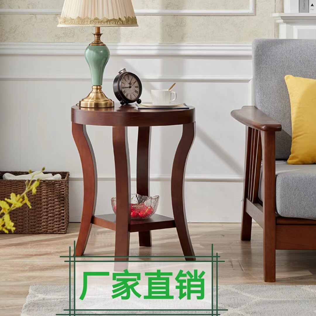 Solid wood retro American round table small tea few small household sofa side of a few balconies small round table tea several sides