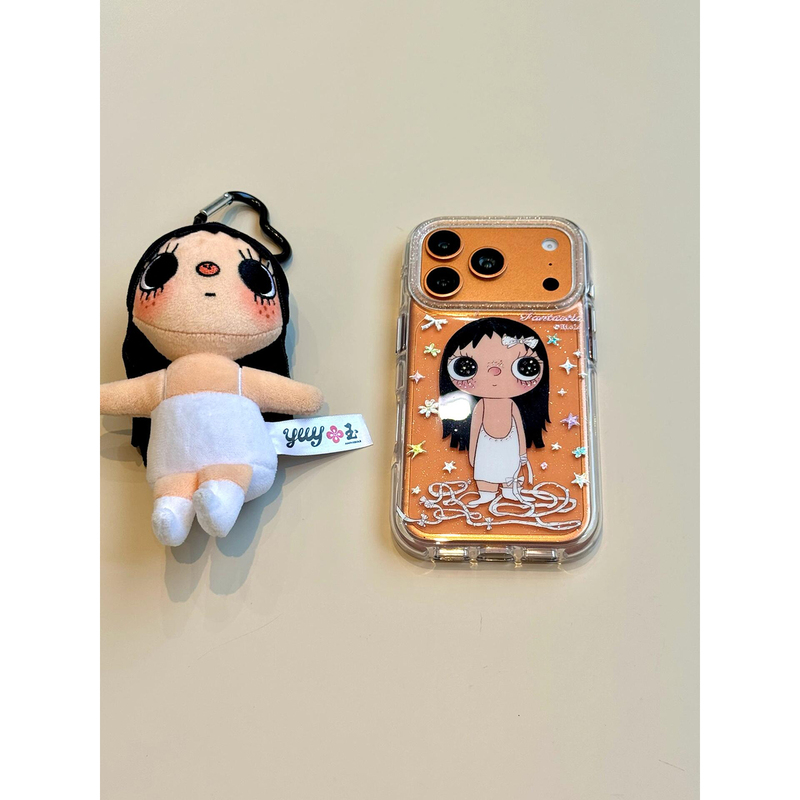 Cute and Adorable Angel Wings Xiaoyu Suitable for Apple 16 Pro Max Phone Case, New iPhone 17 Pro Women's Model, 14 Glitter Double-Layer, 15 Pro Max with Chain Phone Case