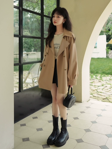 Хаки плащ, весенняя осенняя куртка, подходит для подростков, в корейском стиле