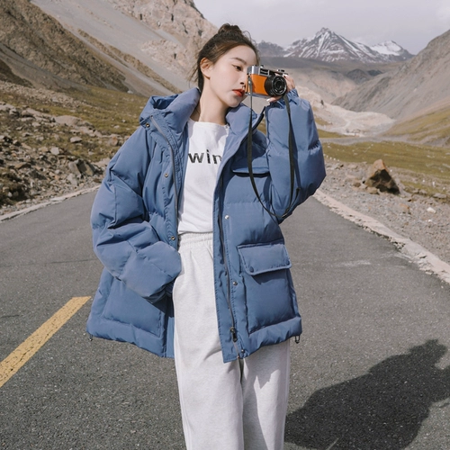 Черный зимний пуховик с пухом, модная куртка, городской стиль, свободный крой, оверсайз, увеличенная толщина