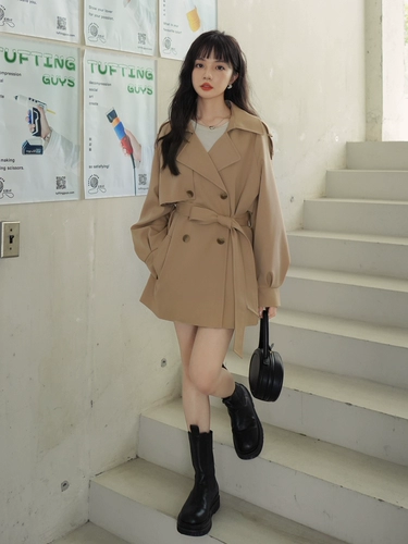 Хаки плащ, весенняя осенняя куртка, подходит для подростков, в корейском стиле