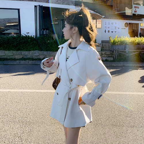 Белый плащ, весенняя осенняя куртка, подходит для подростков, в корейском стиле, яркий броский стиль, изысканный стиль