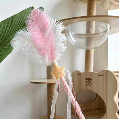 Фея с большим пером, забавная кошачья палка, игрушка для кошек, потребляющая энергию, товары для кошек, устойчивый к укусам пояс для котенка, колокольчик, забавный кот