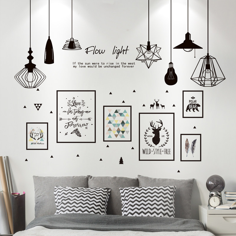 College student dormitory decoration living room background wall Nordic style 3d three-dimensional wall stickers creative wall stickers poster paper