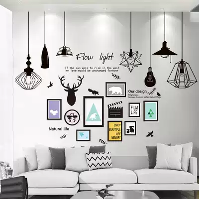 Background wall decoration Nordic wall painting 3d three-dimensional wall sticker creative dormitory wall self-adhesive sea newspaper wall sticker