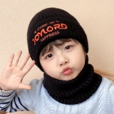 Детская демисезонная трикотажная шапка для мальчиков с буквами, удерживающий тепло зимний шарф, комплект, в корейском стиле, увеличенная толщина
