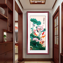 Jiuyu Tuxuan Guan Decoration Painting Poly Finance Vertical Version Entrance Aisle Wall Dining Room Dining Room Hanging Painting New Chinese Mural Paintings