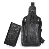 Модная нагрудная сумка, кожаная мужская сумка через плечо, из натуральной кожи, в корейском стиле, крокодиловый принт, воловья кожа