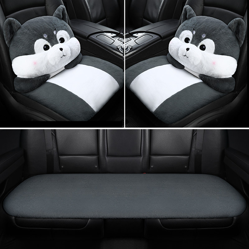 Car Cushions Winter Plush Cartoon No Backrest Three Sets Winter Warm Male Goddess Seat Cushion Single Sheet Universal Cushion