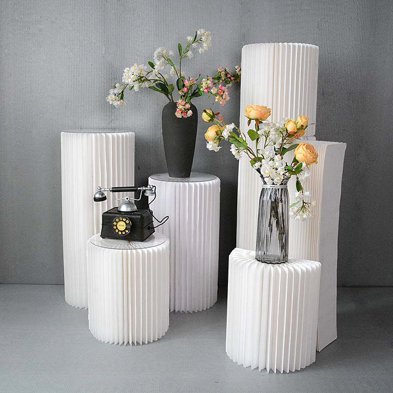 Wedding Scene Arrangement Shop Window Decoration Hem Decorative deformation Folded Columns Folded Cylindrical sweet taster Fold Paper Roman Column Road Citation