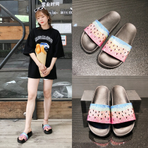  2021 summer new rhinestone slippers female outer wear fashion all-match soft-soled pregnant women non-slip flat bottom net red cool slippers