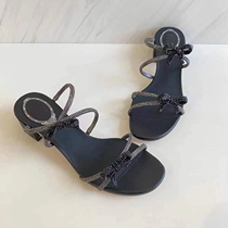 The small crowdsourced beauty flipped the fairy wind with a black water drill RC butterfly knots thick heel sandals