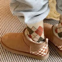 2021 new board gmini snow ground boots female week winter rain same leather hair integrated suede thickened warm cotton shoes