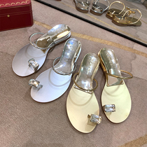  Pigeon egg big sister with the same fairy feng shui diamond slippers female clip-toe wedge heel increased cool slippers female summer outer wear