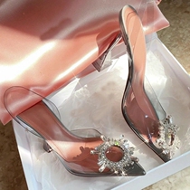 Fairy Wind net red with a good look at 2022 new water drill pointed fine heel high heel sandal women