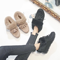 Bean-bean shoes womens winter plus suede Korean version 100 lap upkeep warm 2021 new dermis fur warm cotton shoes