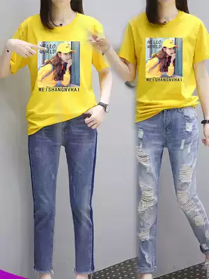 Short-sleeved women's 2021 new women's cotton net red T-shirt women's ins top half-sleeved loose T-shirt summer bottoming shirt