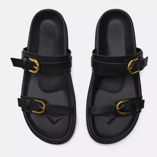 Zara, летний коричневый ремень, пряжка, босоножки с открытыми пальцами ног в английском стиле, мюли, коллекция весна 2025 года, в британском стиле