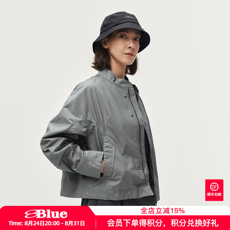 Lanqi 2026 Autumn Oil Wax Fermented Wash Vintage Short Jacket All-Cotton Soft Scimitar Sleeve Workwear Stand Collar Jacket for Women