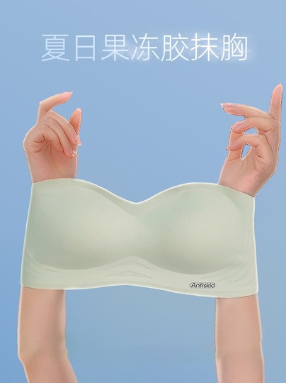 Summer Thin Underwear for Women, Strapless, Small Chest Push-Up, Bandeau Style, Seamless, Beautiful Back, Invisible, No Underwire, Cotton Padded Bra