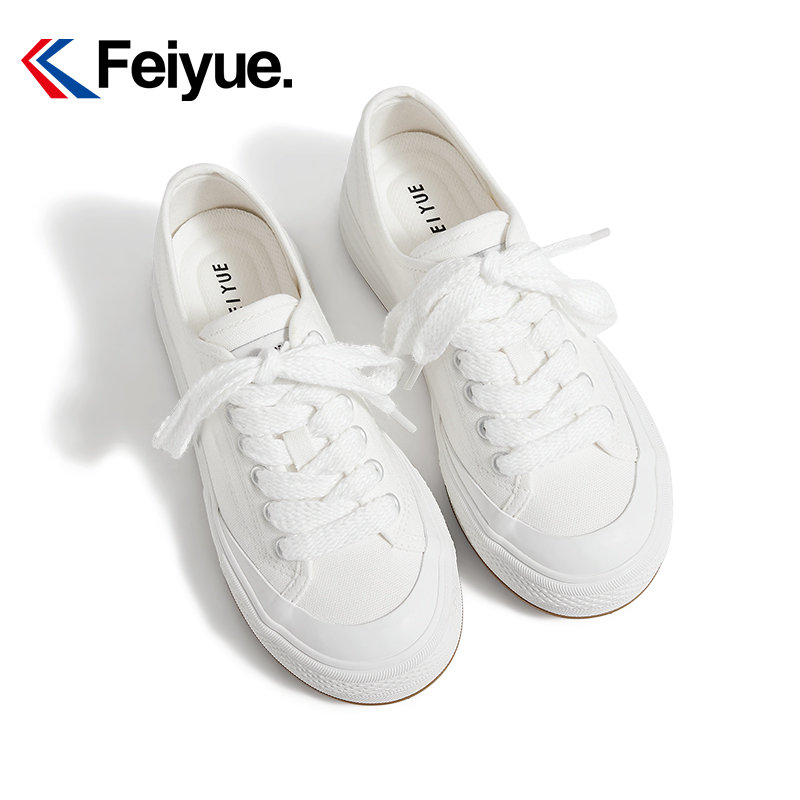 Feiyue/Feiyue Thick-Soled Versatile White Shoes for Women 2025 Spring and Summer Comfortable Soft-Soled Breathable Canvas Shoes