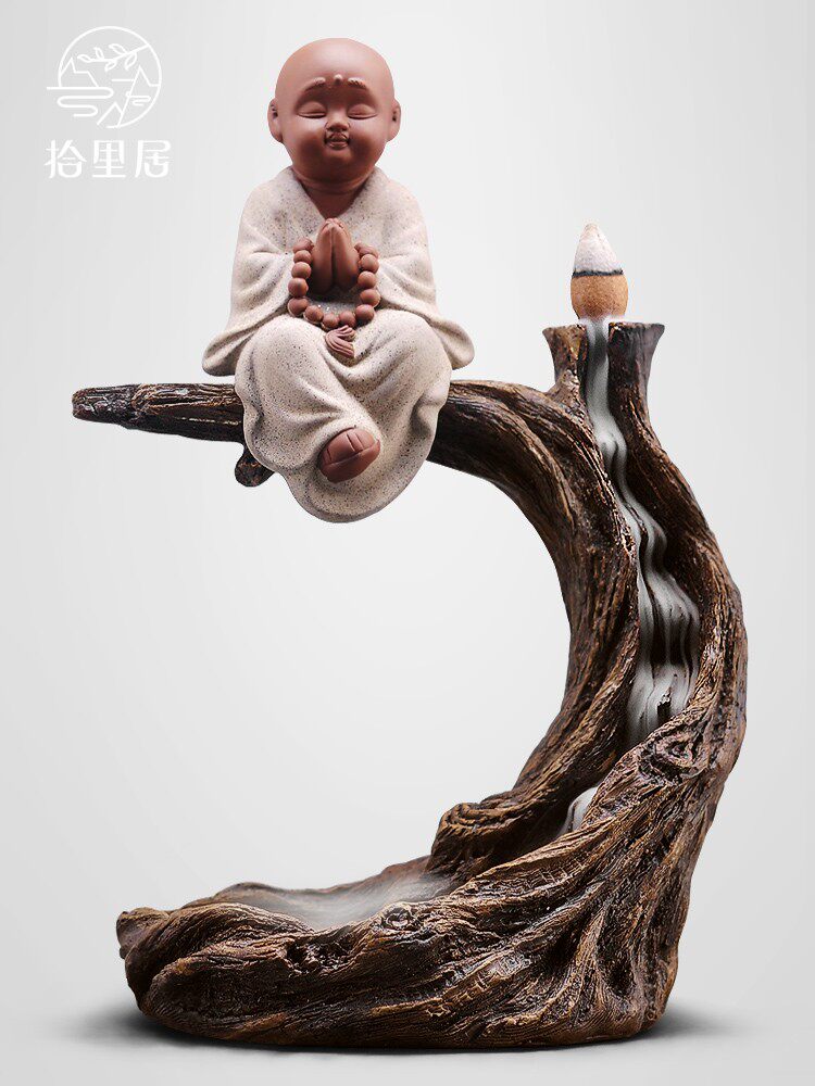 Pick up the little monk tea pet decoration backflow incense burner creative decoration large living room Buddha set tea ceremony accessories tea play