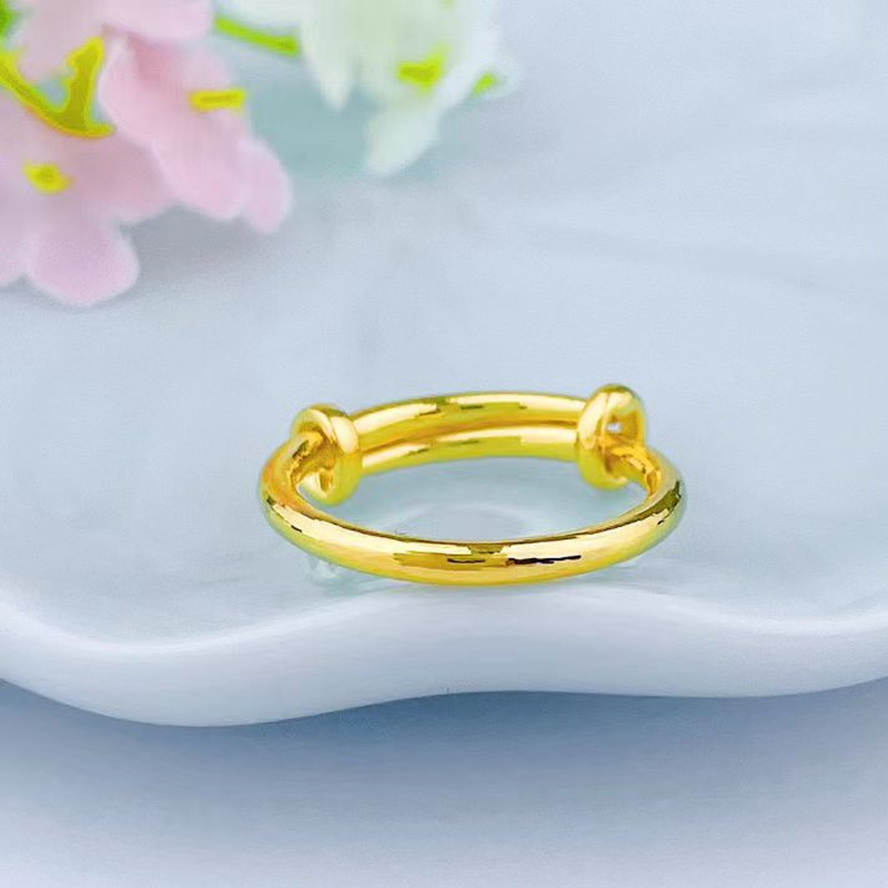 Aufu Poetry Foot Gold 9999 glossy face push-pull ring gold finger ring tail ring couple a pair of price living opening ring-Taobao