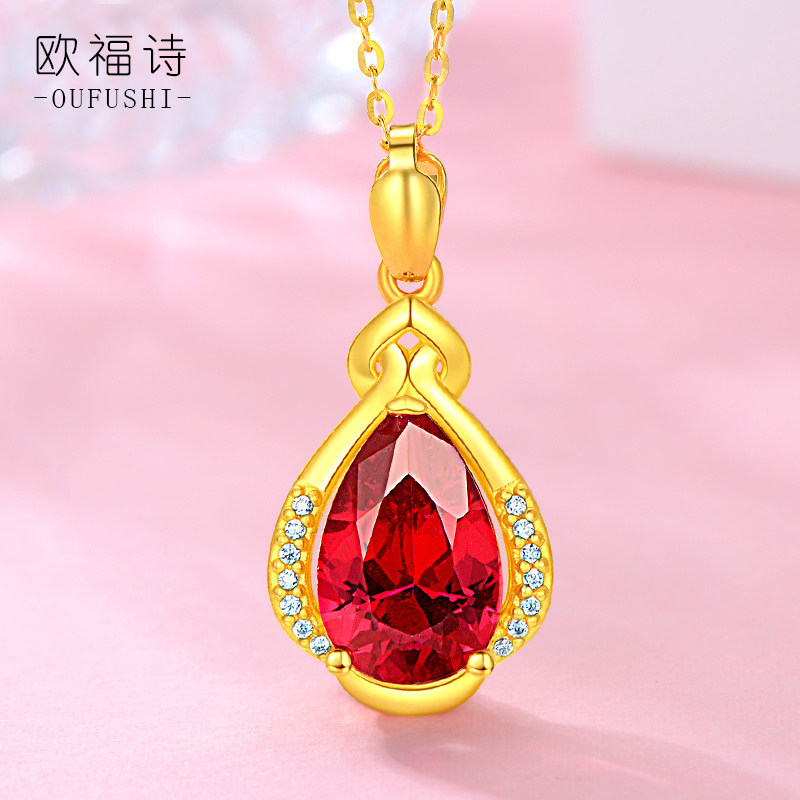 Gold Necklace Women's Fine Section 24K Pure Gold Clavicle Chain Hard Gold New 999 Pure Gold Pendant for Mom