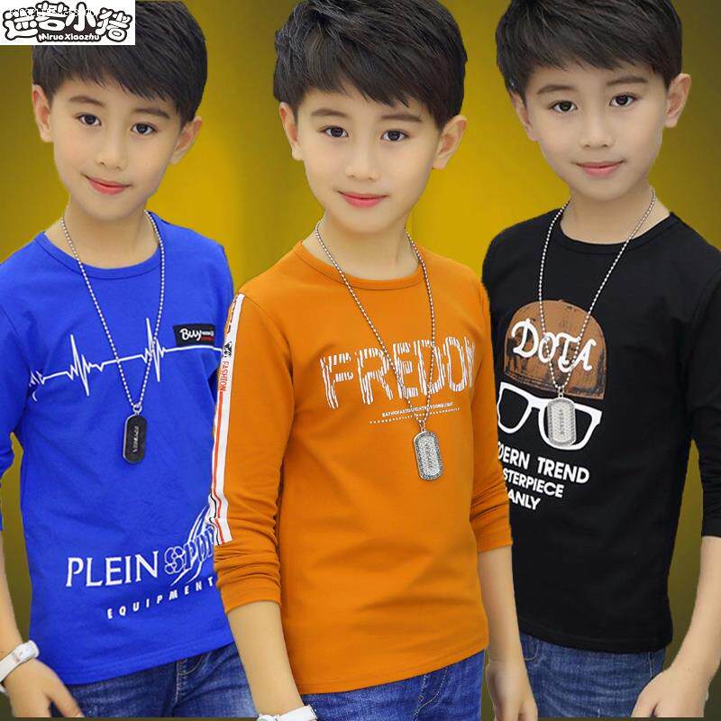 Boy autumn 2019 new children's cotton long-sleeved t-shirt Middle and large children's spring and autumn base shirt boy's autumn coat top