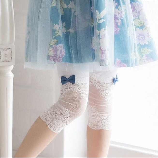 Summer children 3 girls underwear thin section seven points lace 5 points new mesh insurance 12-15 years old girl treasure 7