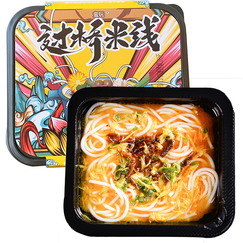 Yunnan Kunming Bridge Rice Noodles Fresh boxed free of boiling speed Chrysanthemum Bridge Rice Bridge Rice Thread 4 Packs of 296 gr Fresh Mie Line