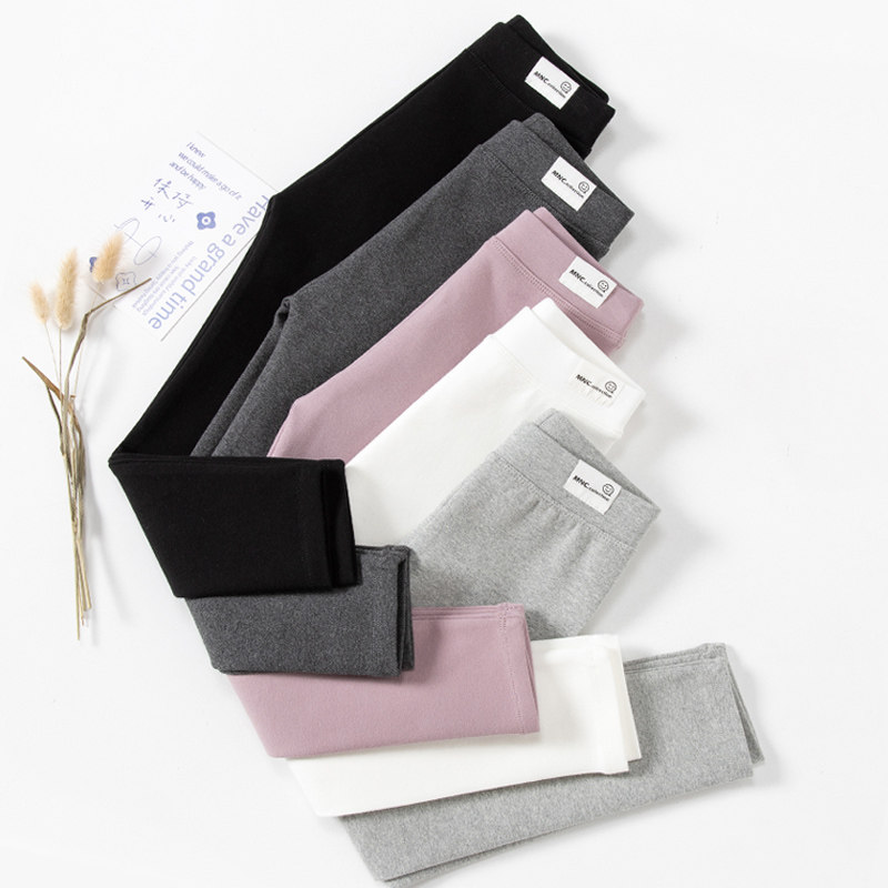 Girl Inside Hitch Pants Spring Autumn Thin out of the middle Child children pure cotton spring and autumn with white baby pants pure color