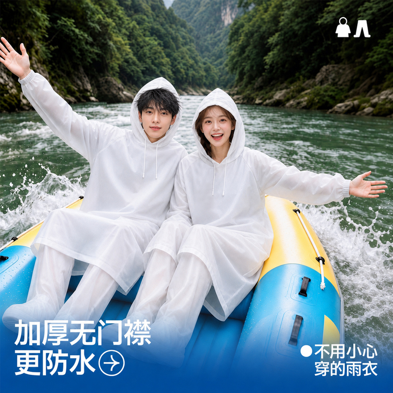 Rafting-Specific Raincoat, Disposable Adult Split-Type Thickened Rain Pants Set, Full-Body Waterproof Equipment for White Water Rafting