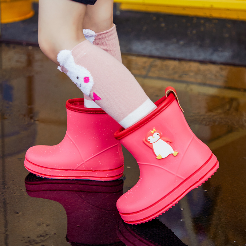 Children Rain shoes Men and women Boys Light Cute Anti-Slip Waterproof Rain Boots Midbarrel Nursery Shoes Shoes Children Raincoat Suit
